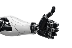 ai genererad robot hand ger tummen upp isolerat på transparent bakgrund png