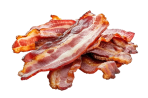 AI generated delicious cooked bacon slices isolated transparent background png