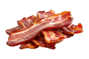 AI generated delicious cooked bacon slices isolated transparent background png