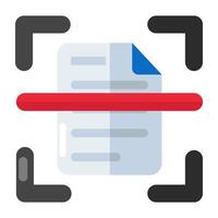 Conceptual flat design icon of file scan vector