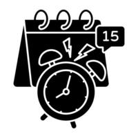Stopwatch with calendar, icon of timetable vector