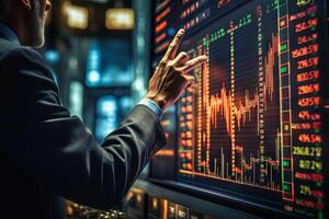 AI generated Man Pointing to Chart on Screen photo