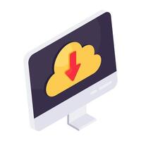 Conceptual isometric design icon of cloud download vector