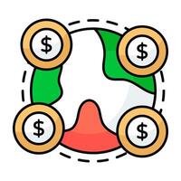 An editable design icon of global money vector