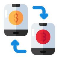 Creative design icon of mobile bitcoin transfer vector