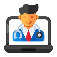 A unique design icon of online doctor vector