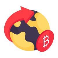 Premium download icon of global bitcoin vector
