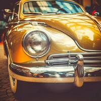 AI generated Headlight lamp vintage car - vintage filter effect photo