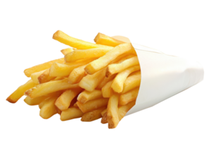 AI generated French Fries in a White Paper Wrapper Transparent Background png