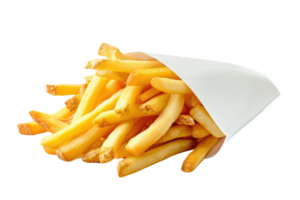 AI generated French Fries in a White Paper Wrapper Transparent Background png