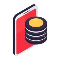 An icon design of mobile database vector