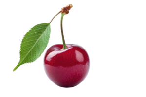 AI generated Cherry with stem and leaves isolated on transparent background png