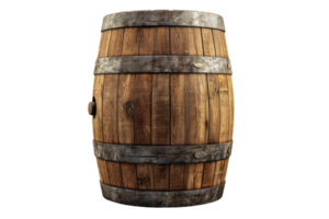 AI generated wooden oak barrels on transparent background png