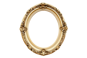 AI generated Antique gold oval frame isolated on transparent background for art display png