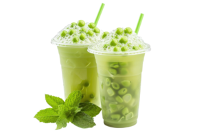 AI generated Green bubble tea isolated on transparent background png