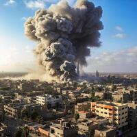 ai generado fumar sube después israelí ataques aéreos de el ciudad foto