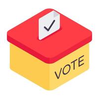 Conceptual isometric design icon of ballot box vector