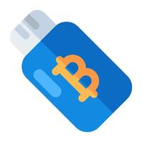 Creative design icon of bitcoin usb vector