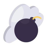 An isometric design icon of cloud bomb vector