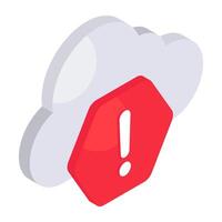 Editable design icon of cloud error vector