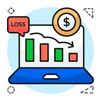 A flat design icon of loss chart vector