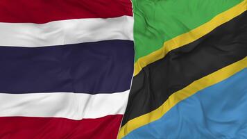 Thailand and Tanzania Flags Together Seamless Looping Background, Looped Bump Texture Cloth Waving Slow Motion, 3D Rendering video