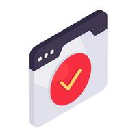 Trendy design icon of verified website vector