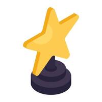 An isometric design icon of star trophy vector