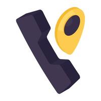 A flat design icon of call location vector