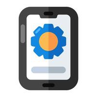 Gear inside phone, editable design icon of mobile management vector