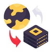 An isometric icon design of global server vector