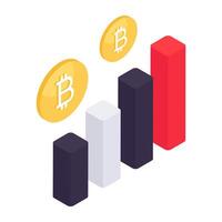 A creative design icon of bitcoin chart vector