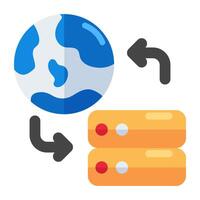 A flat icon design of global server vector