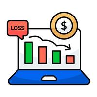 Conceptual flat design icon of financial graph vector