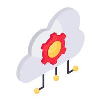 Conceptual isometric design icon of cloud setting vector