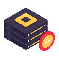 A colored design icon of remove server vector