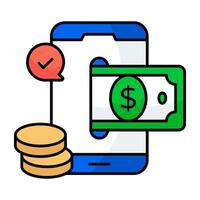 un único diseño icono de móvil dinero retirada vector