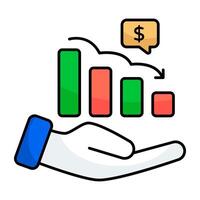 A flat design icon of loss chart vector