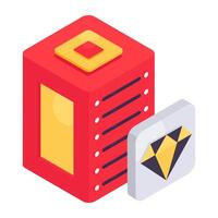 A colored design icon of premium server vector