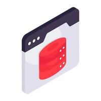 An isometric icon design of online database vector