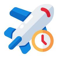 A flat design icon of flight time vector