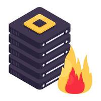 An icon design of server burning vector