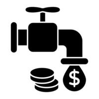 A glyph design icon of financial faucet vector