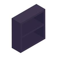 Trendy isometric design icon of wooden shelves vector