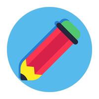 A writing tool icon, flat design of pencil vector