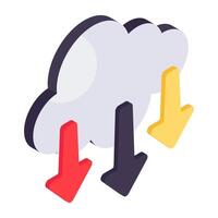 A colored design icon of cloud arrows vector