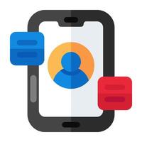 A flat design icon of mobile video call vector