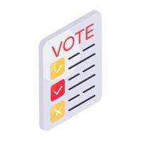 Editable design icon of vote paper vector