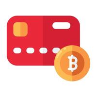 A colored design icon of bitcoin credit card vector