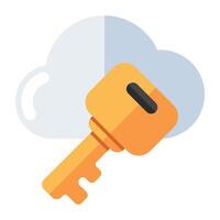 Editable design icon of cloud key vector